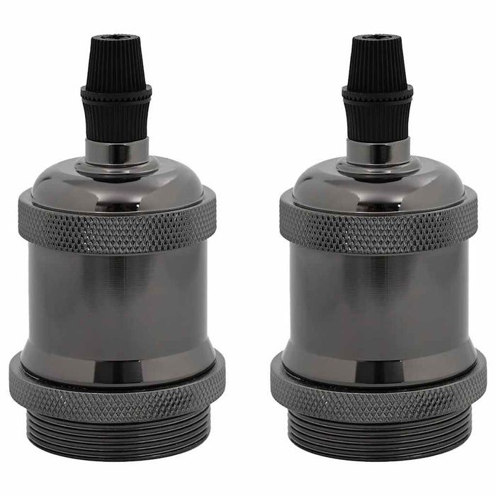 Portalampade 2 pz Nero Lucido E27