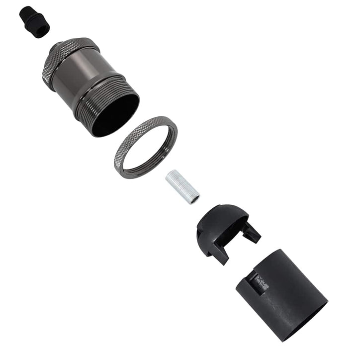 Portalampade 2 pz Nero Lucido E27 4106528