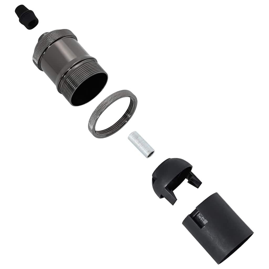 Portalampade 2 pz Nero Lucido E27