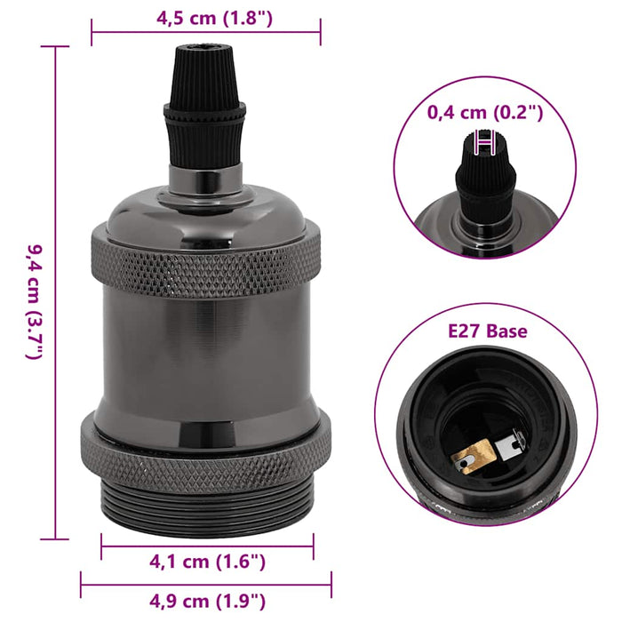 Portalampade 2 pz Nero Lucido E27 4106528