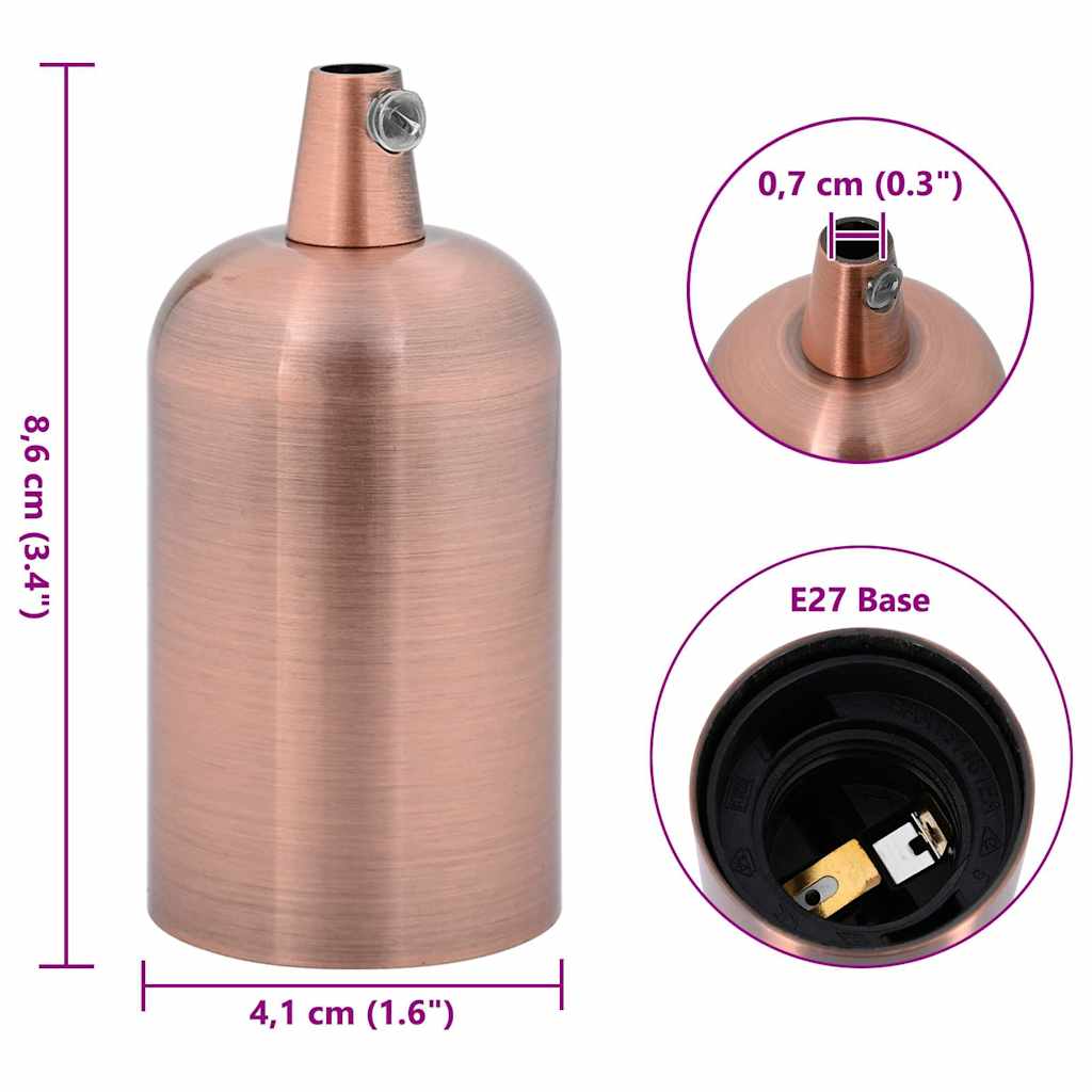 Portalampade 2 pz Rosso Bronzo E27