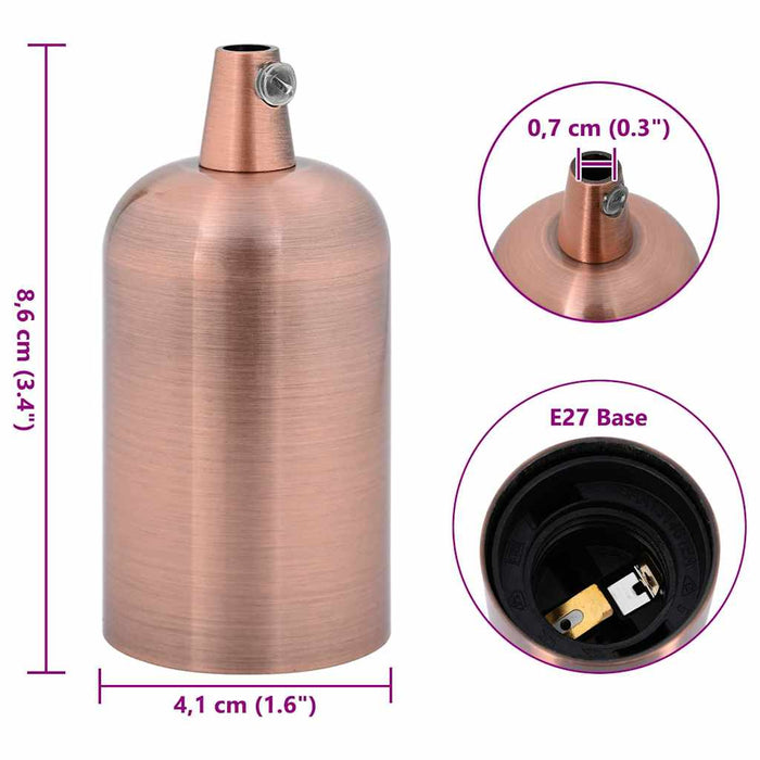 Portalampade 2 pz Rosso Bronzo E27