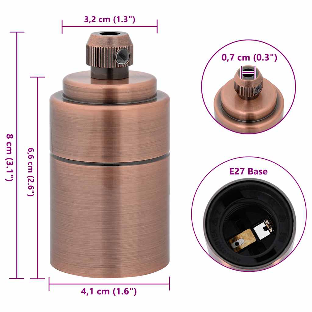 Portalampade 2 pz Rosso Bronzo E27 4106534