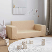 vidaXL Divano per Bambini a 2 Posti Crema in Morbido Peluche