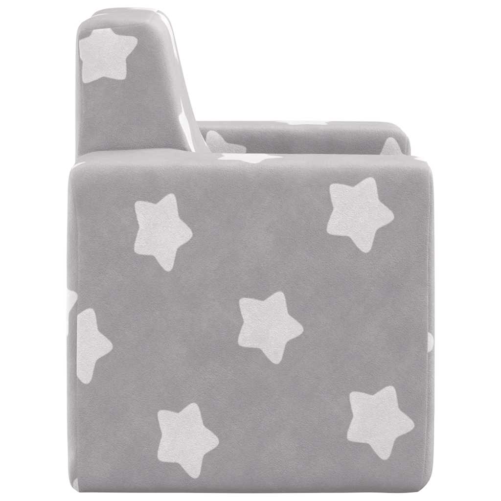 Divano per Bambini Grigio Chiaro con Stelle in Morbido Peluche 4104790