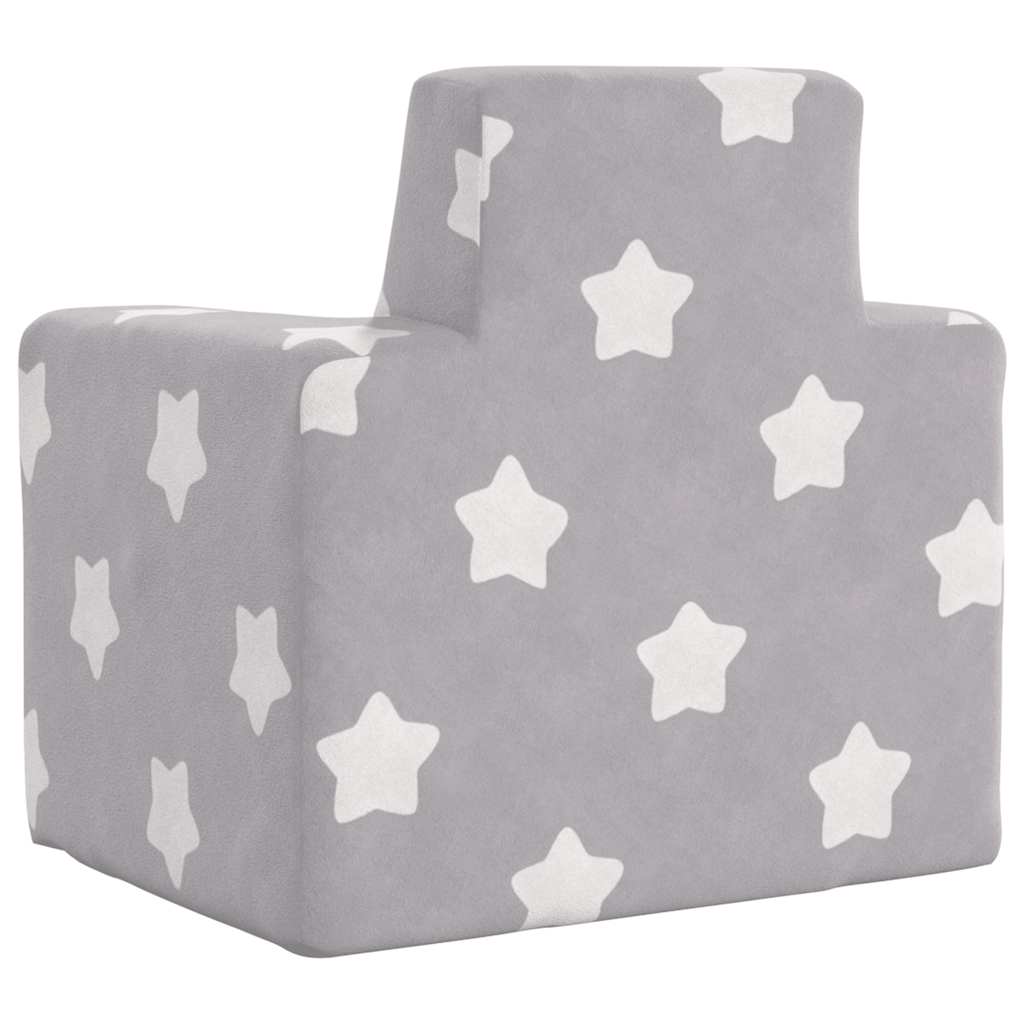 Divano per Bambini Grigio Chiaro con Stelle in Morbido Peluche 4104790