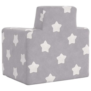 Divano per Bambini Grigio Chiaro con Stelle in Morbido Peluche 4104790