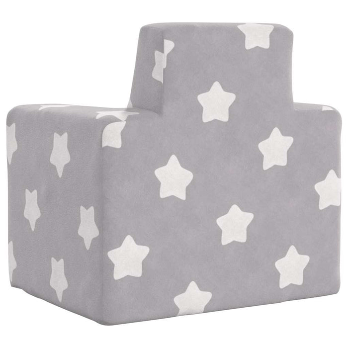 Divano per Bambini Grigio Chiaro con Stelle in Morbido Peluche 4104790