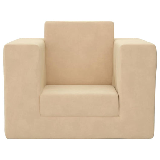 Divano Letto per Bambini Crema in Morbido Peluche 4104805