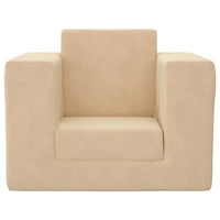 vidaXL Divano Letto per Bambini Crema in Morbido Peluche