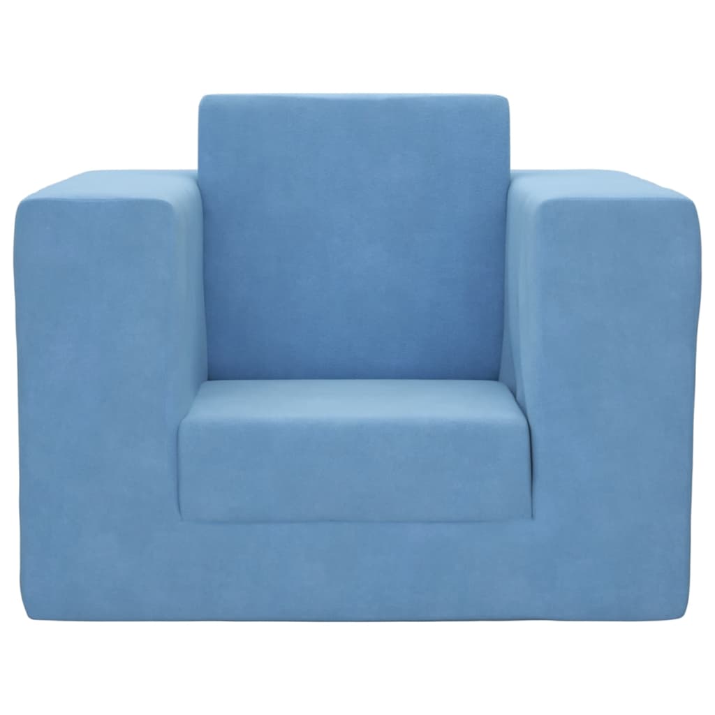 Divano per Bambini-Sofa-Divanetto Blu in Morbido Peluche 805103