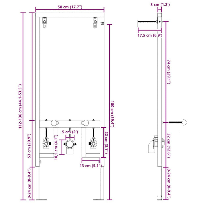Supporto da parete per bagno Blu 50 x 17.5 x 136 cm Acciaio 4106573