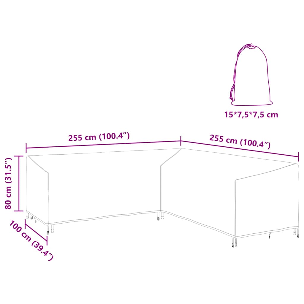 vidaXL Copertura per mobili da esterno 255 x 255 x 80 cm