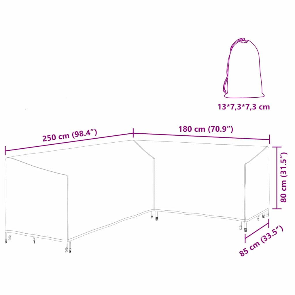 vidaXL Copertura per mobili da esterno 250 x 180 x 80 cm