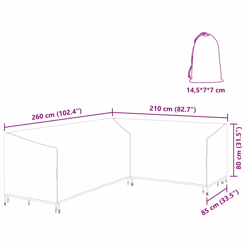 vidaXL Copertura per mobili da esterno 260 x 210 x 80 cm