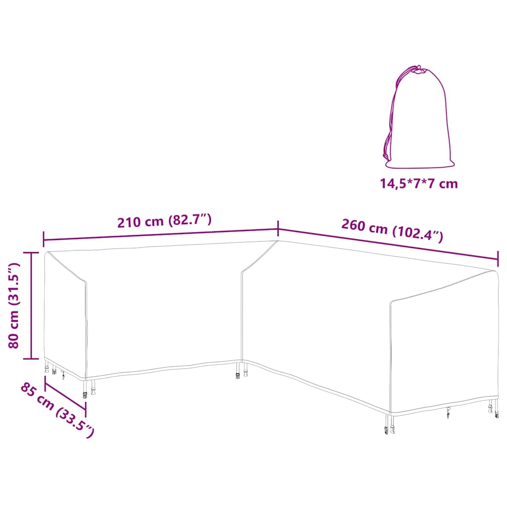 vidaXL Copertura per mobili da esterno 260 x 210 x 80 cm