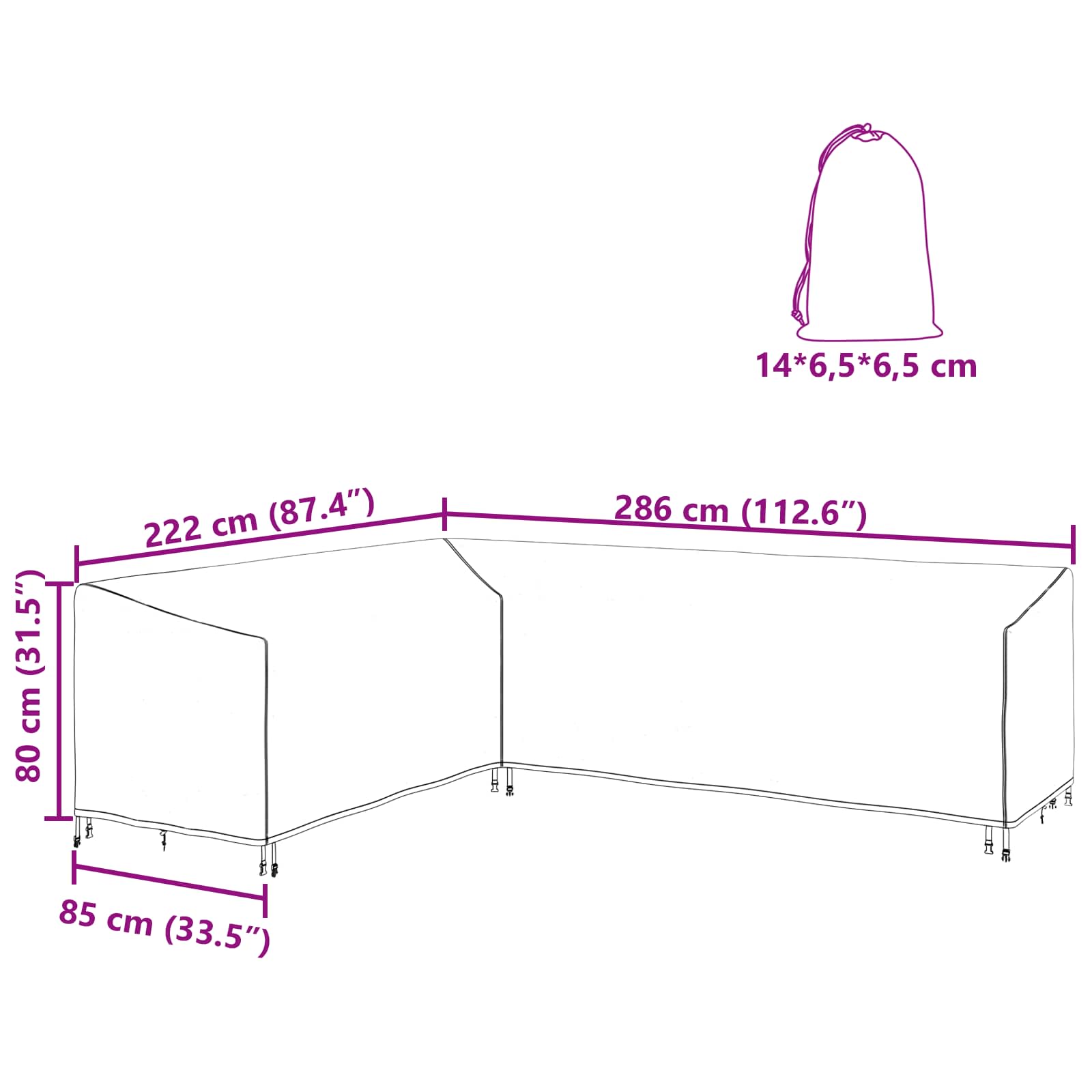Copertura per mobili da esterno 286 x 222 x 80 cm Tessuto 600D 4105692