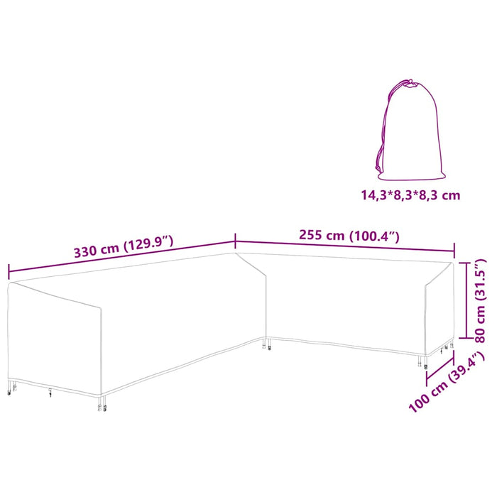 vidaXL Copertura per mobili da esterno 330 x 255 x 80 cm