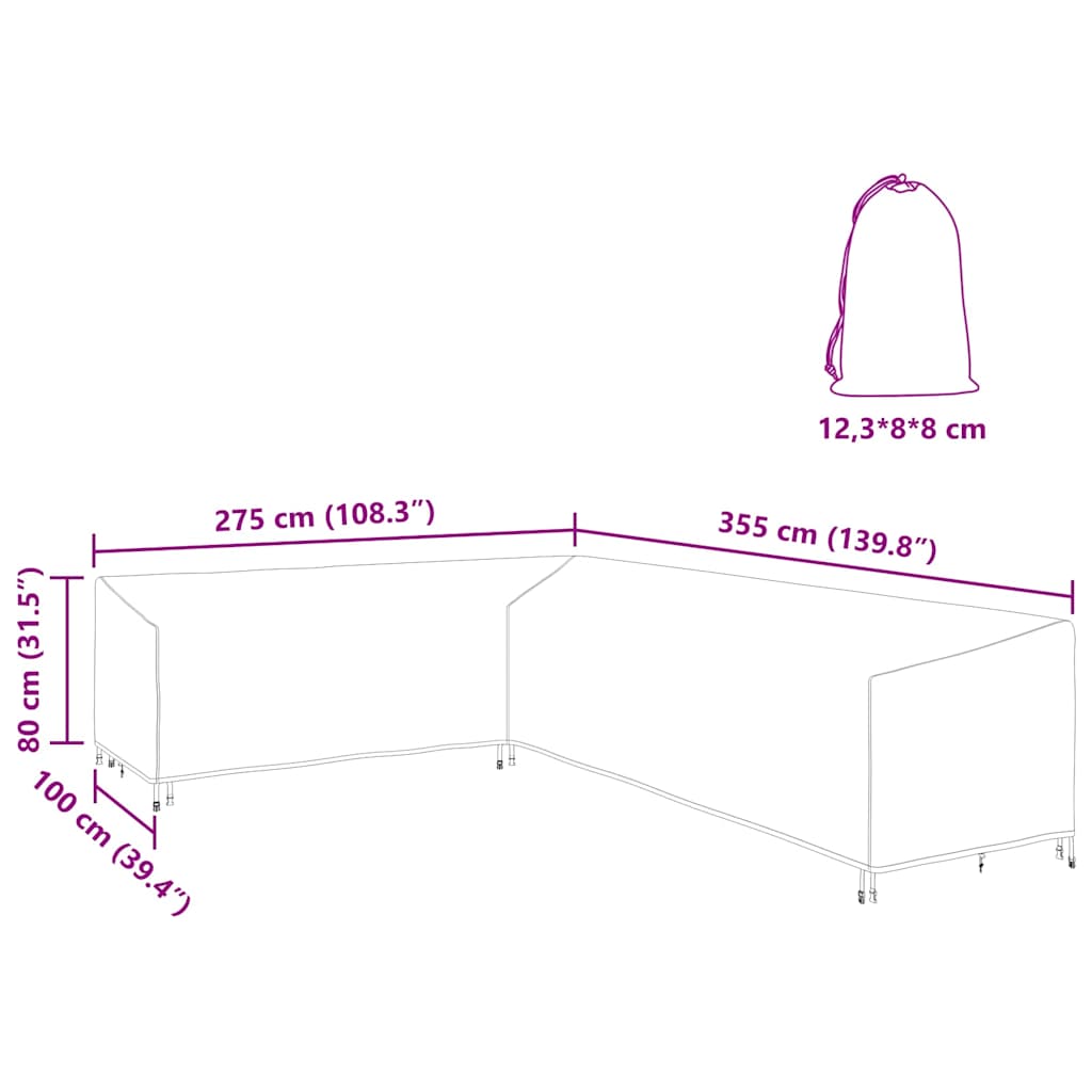 vidaXL Copertura per mobili da esterno 355 x 275 x 80 cm