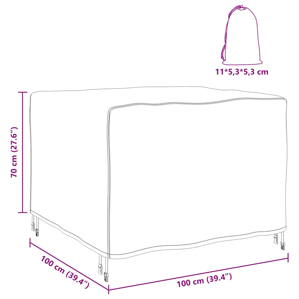vidaXL Copertura per mobili da esterno Nero 100 x 100 x 70 cm 210D