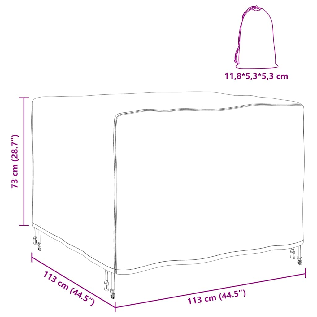 vidaXL Copertura per mobili da esterno Nero 113 x 113 x 73 cm 600D