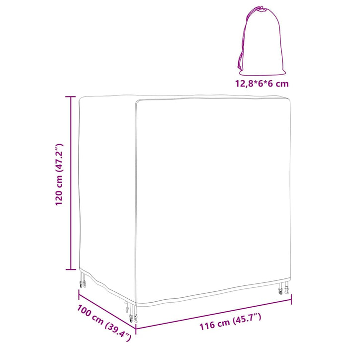 vidaXL Copertura per mobili da esterno Nero 116 x 100 x 120 cm 210D