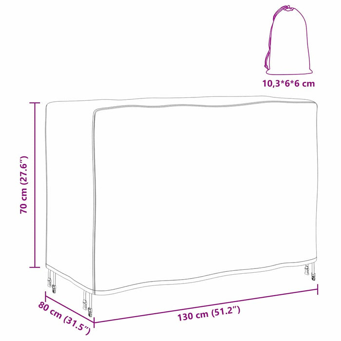 vidaXL Copertura per mobili da esterno Nero 130 x 80 x 70 cm 210D