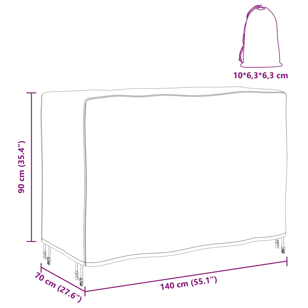vidaXL Copertura per mobili da esterno Nero 140 x 70 x 90 cm 600D