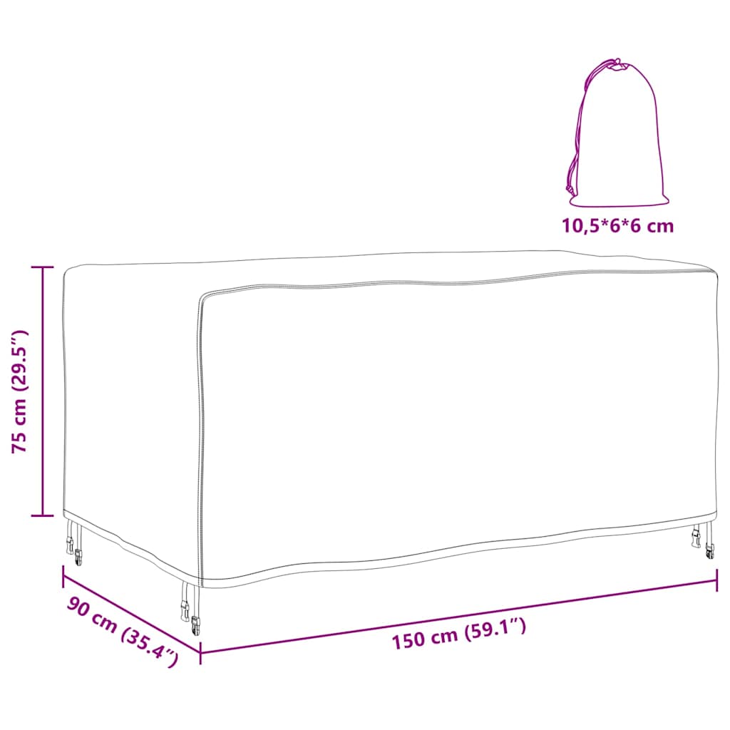 vidaXL Copertura per mobili da esterno Nero 150 x 90 x 75 cm 210D