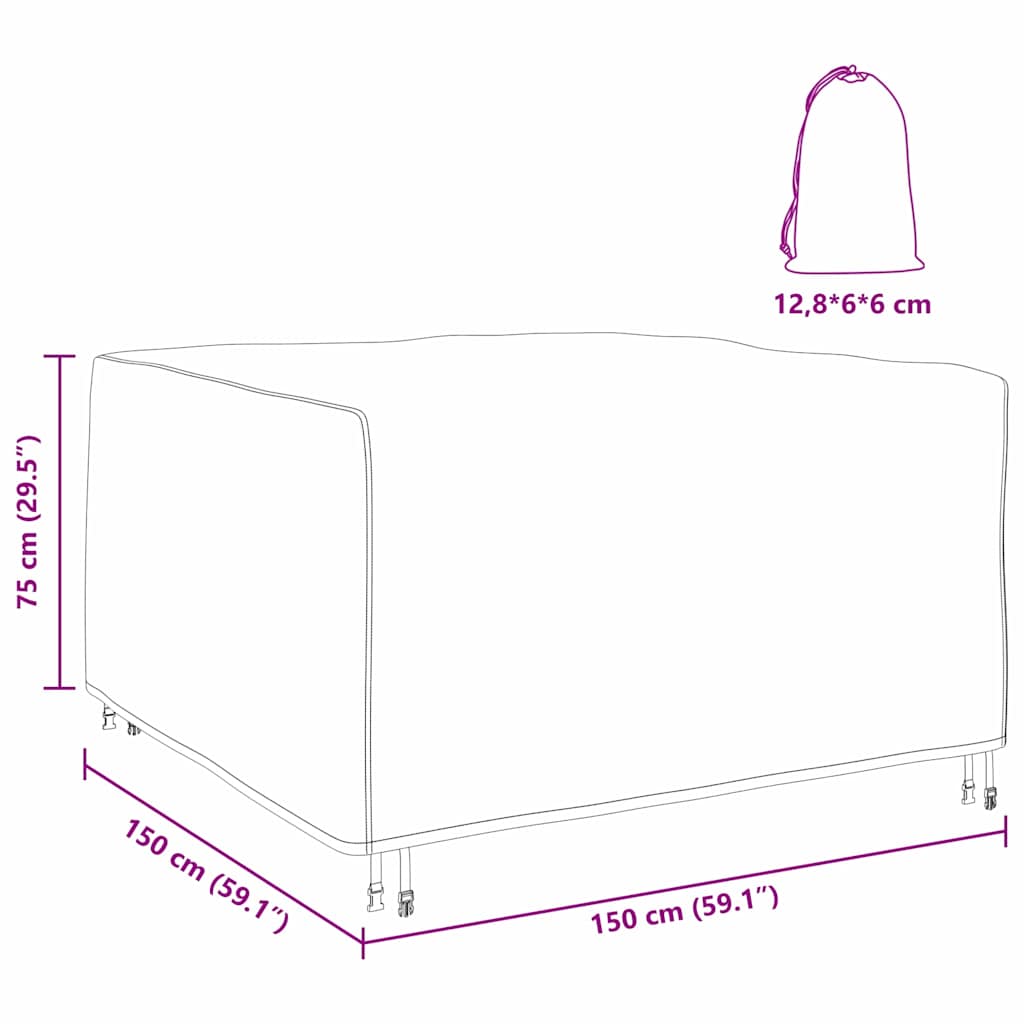 vidaXL Copertura per mobili da esterno Nero 150 x 150 x 75 cm 420D
