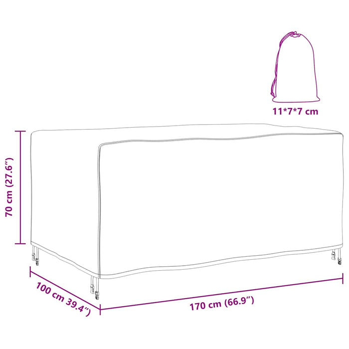 vidaXL Copertura per mobili da esterno Nero 170 x 100 x 70 cm 210D