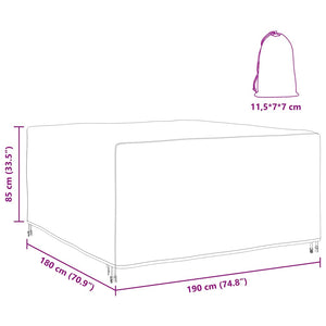 vidaXL Copertura per mobili da esterno Nero 180 x 190 x 85 cm 420D