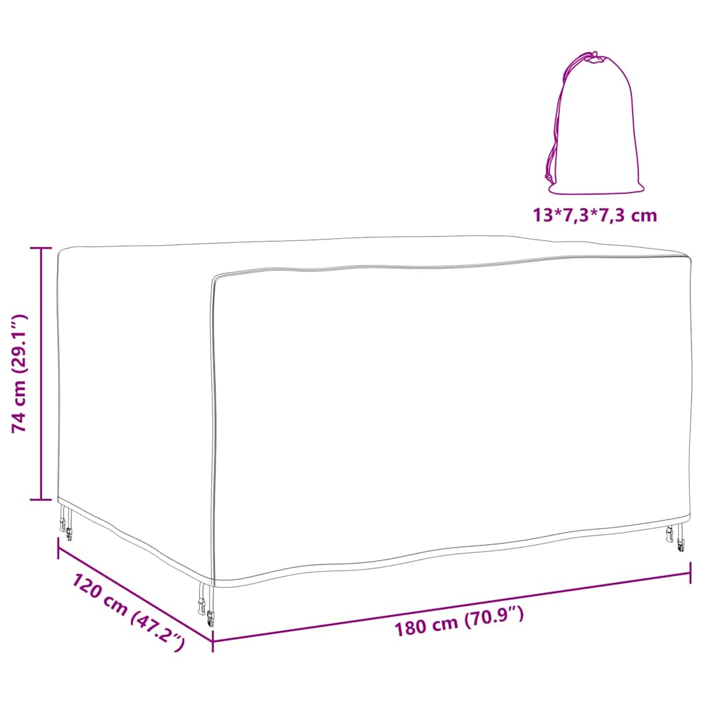 vidaXL Copertura per mobili da esterno Nero 180 x 120 x 74 cm 420D