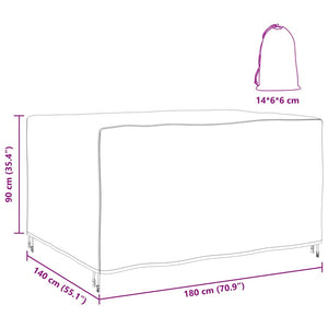 vidaXL Copertura per mobili da esterno Nero 180 x 140 x 90 cm 210D