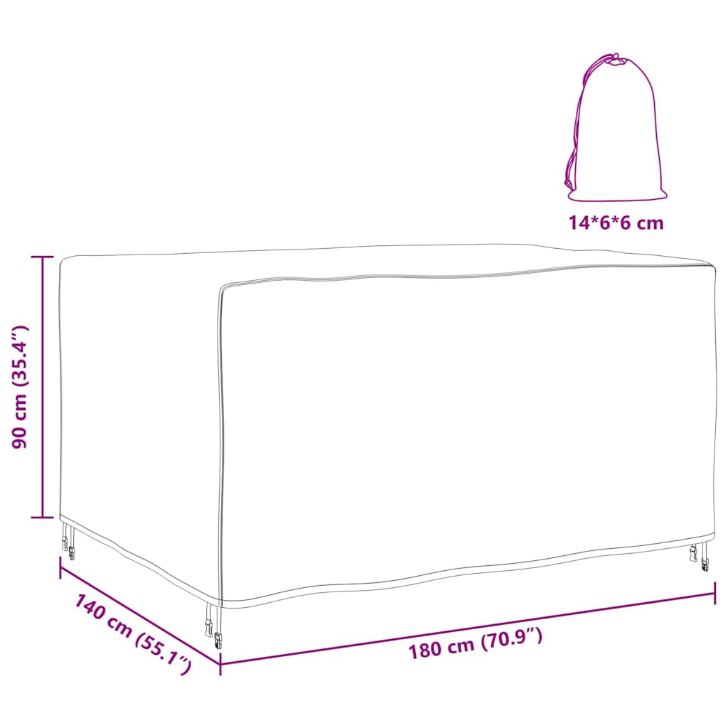 vidaXL Copertura per mobili da esterno Nero 180 x 140 x 90 cm 420D