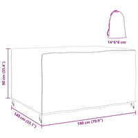 vidaXL Copertura per mobili da esterno Nero 180 x 140 x 90 cm 600D