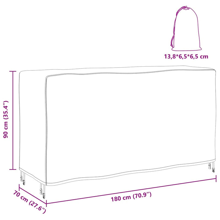vidaXL Copertura per mobili da esterno Nero 180 x 70 x 90 cm 210D