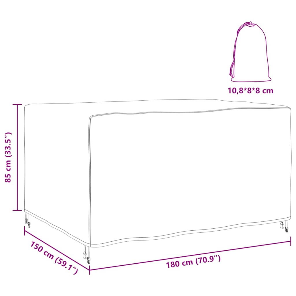 vidaXL Copertura per mobili da esterno Nero 180 x 150 x 85 cm 210D