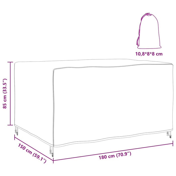 vidaXL Copertura per mobili da esterno Nero 180 x 150 x 85 cm 210D