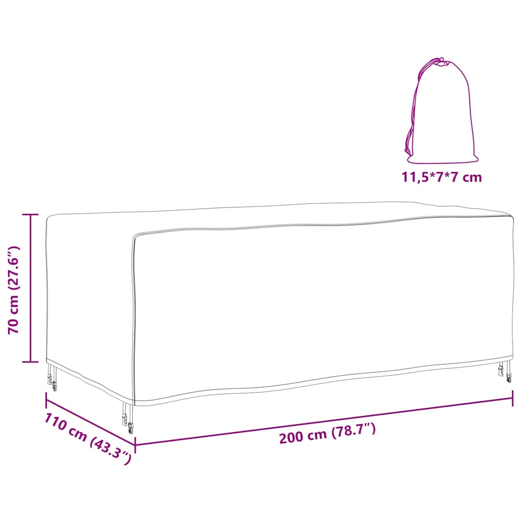 vidaXL Copertura per mobili da esterno Nero 200 x 110 x 70 cm 420D