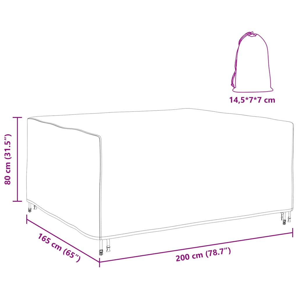 vidaXL Copertura per mobili da esterno Nero 200 x 165 x 80 cm 210D