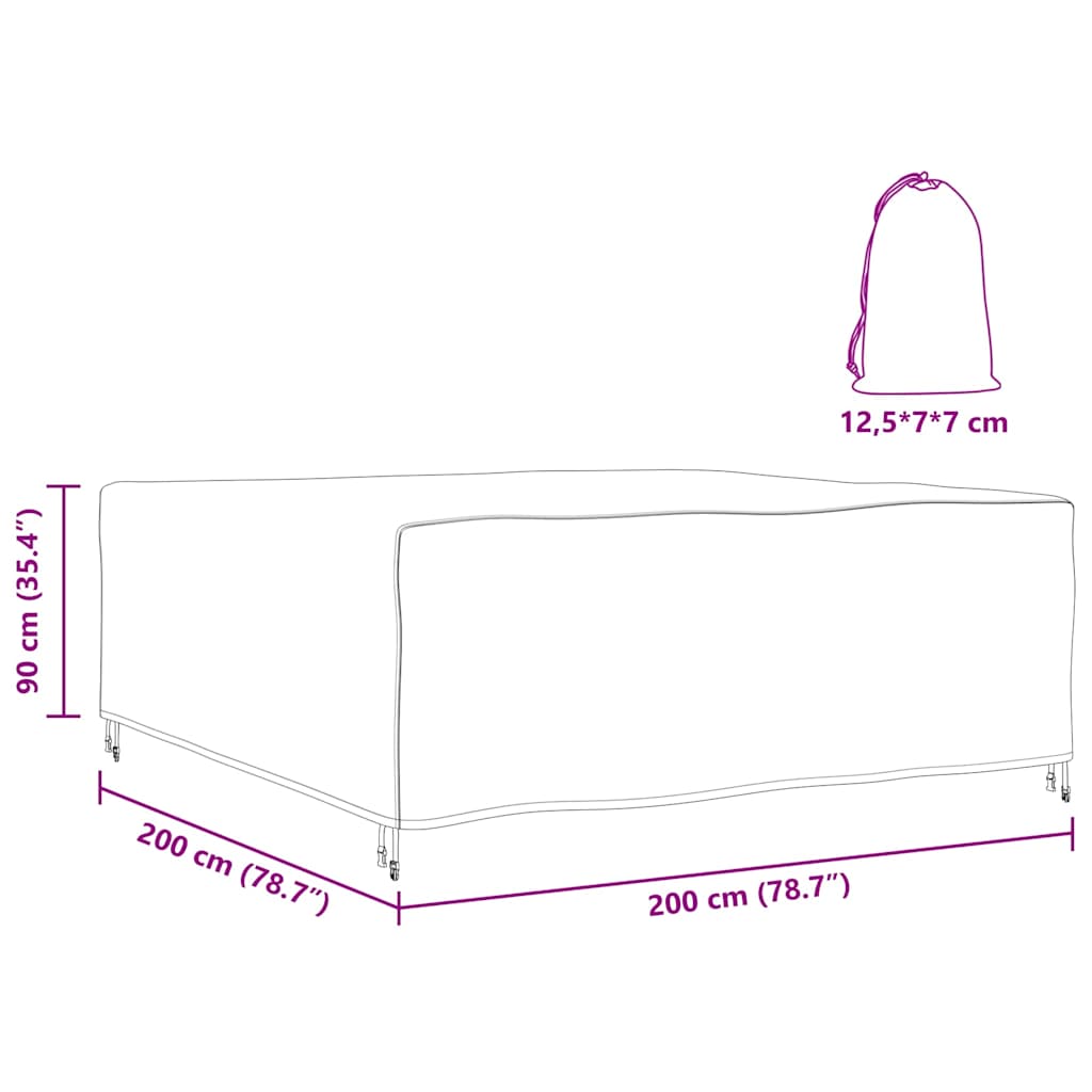 vidaXL Copertura per mobili da esterno Nero 200 x 200 x 90 cm 600D