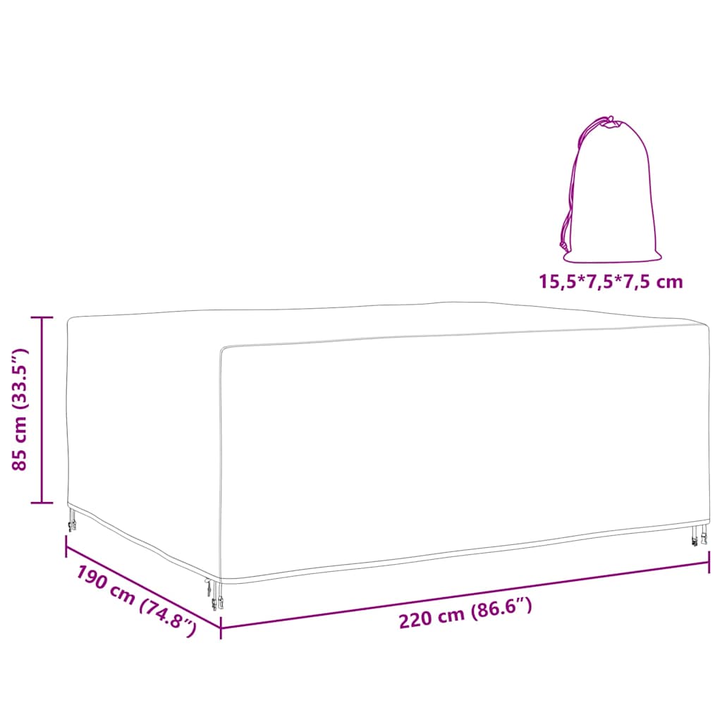 vidaXL Copertura per mobili da esterno Nero 220 x 190 x 85 cm 210D