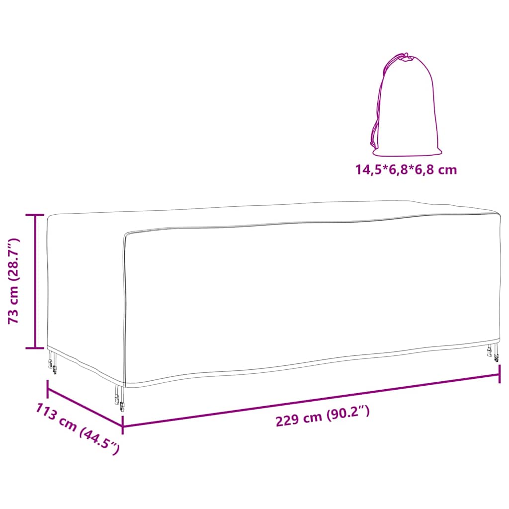 vidaXL Copertura per mobili da esterno Nero 229 x 113 x 73 cm 420D