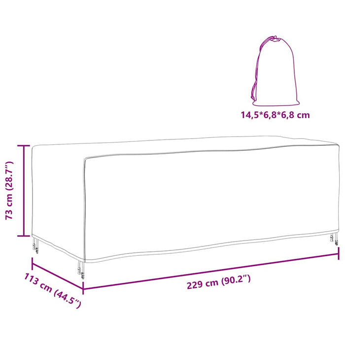 vidaXL Copertura per mobili da esterno Nero 229 x 113 x 73 cm 600D