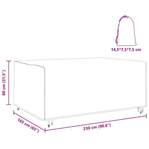vidaXL Copertura per mobili da esterno Nero 230 x 165 x 80 cm 210D