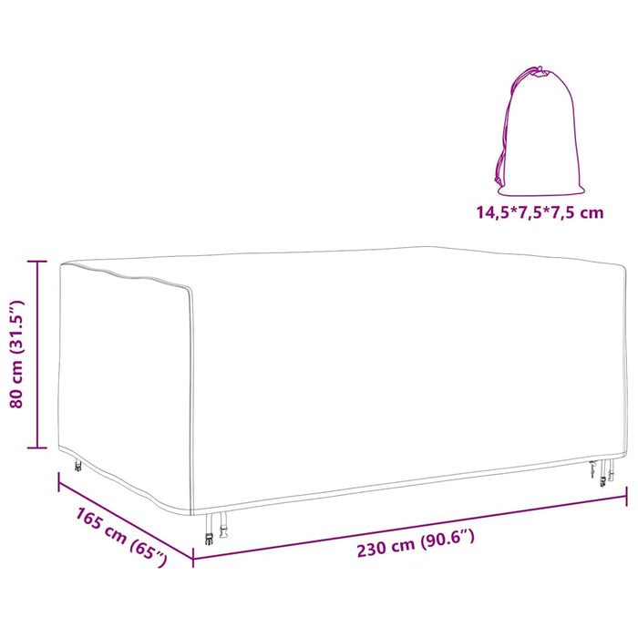 vidaXL Copertura per mobili da esterno Nero 230 x 165 x 80 cm 210D