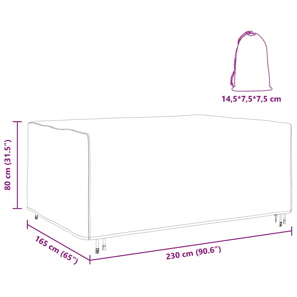 vidaXL Copertura per mobili da esterno Nero 230 x 165 x 80 cm 600D