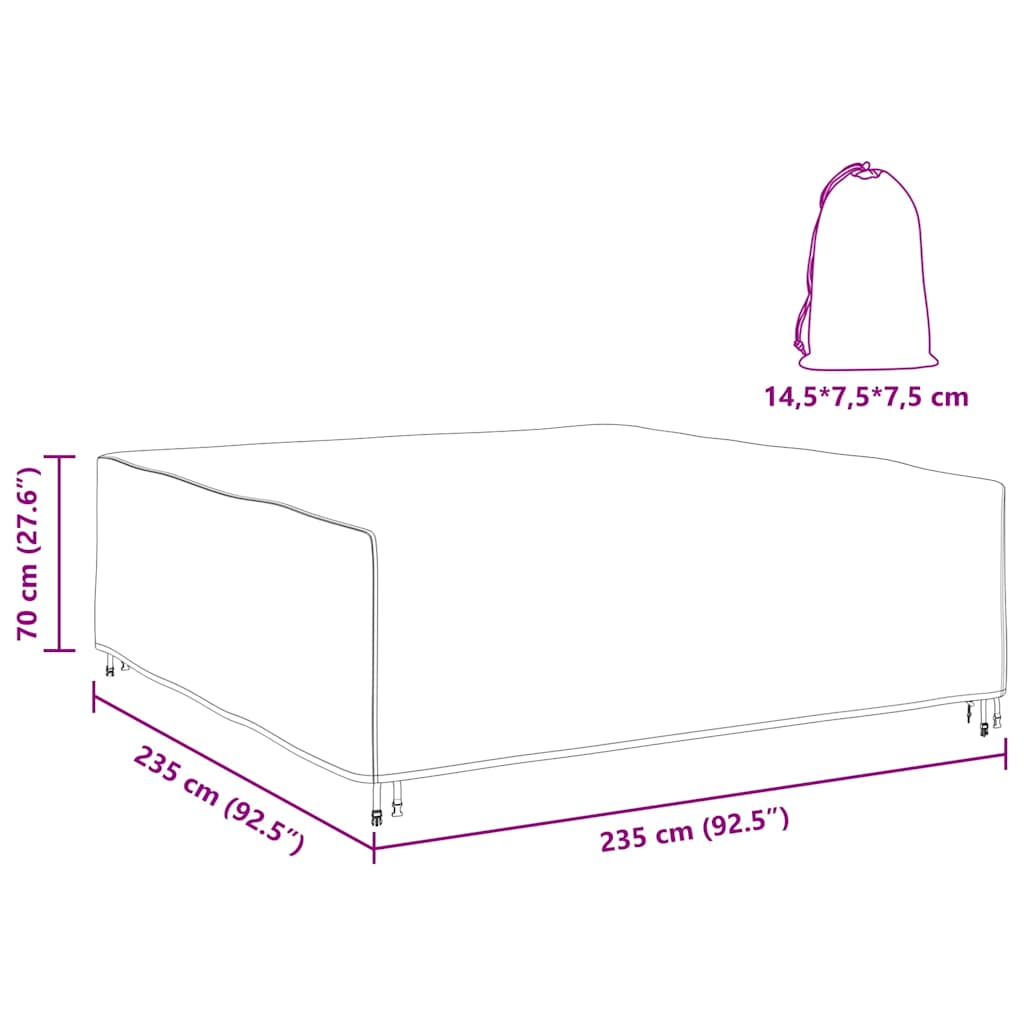 vidaXL Copertura per mobili da esterno Nero 235 x 235 x 70 cm 600D