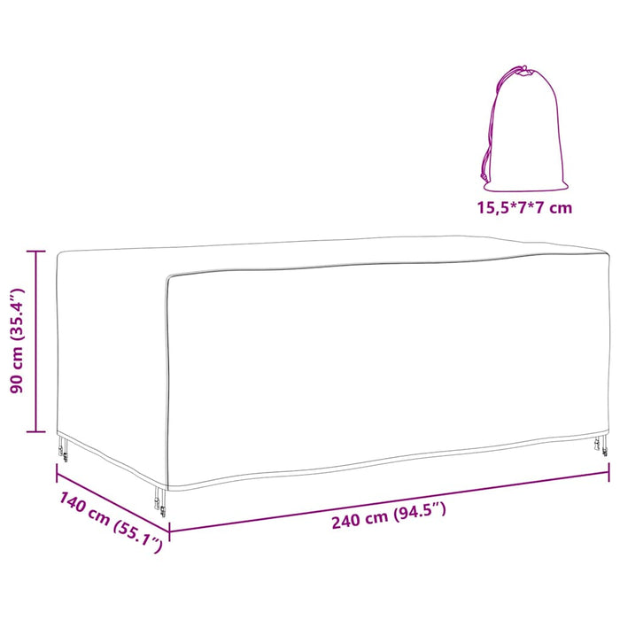 vidaXL Copertura per mobili da esterno Nero 240 x 140 x 90 cm 210D